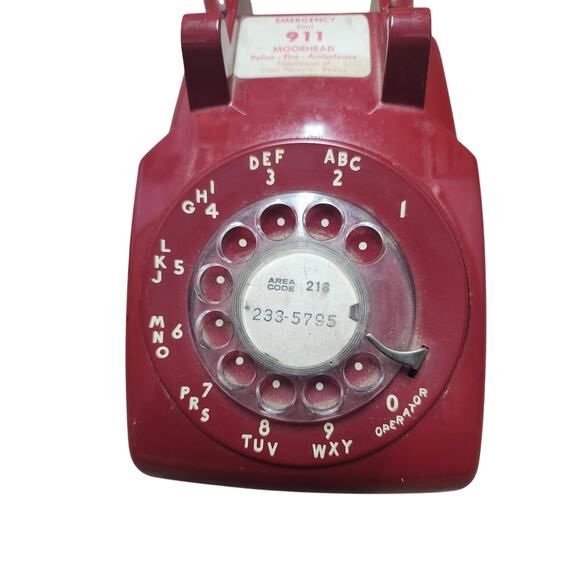 Vintage 1984 Bell System Western Electric 500 DM Cherry Red Rotary Dial Phone - Picture 5 of 12